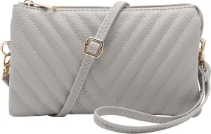 B BRENTANO Vegan Leather Multi-Pocket Crossbody Purse/Clutch with Card Slots, Removable Wristlet & Adjustable Shoulder Strap
