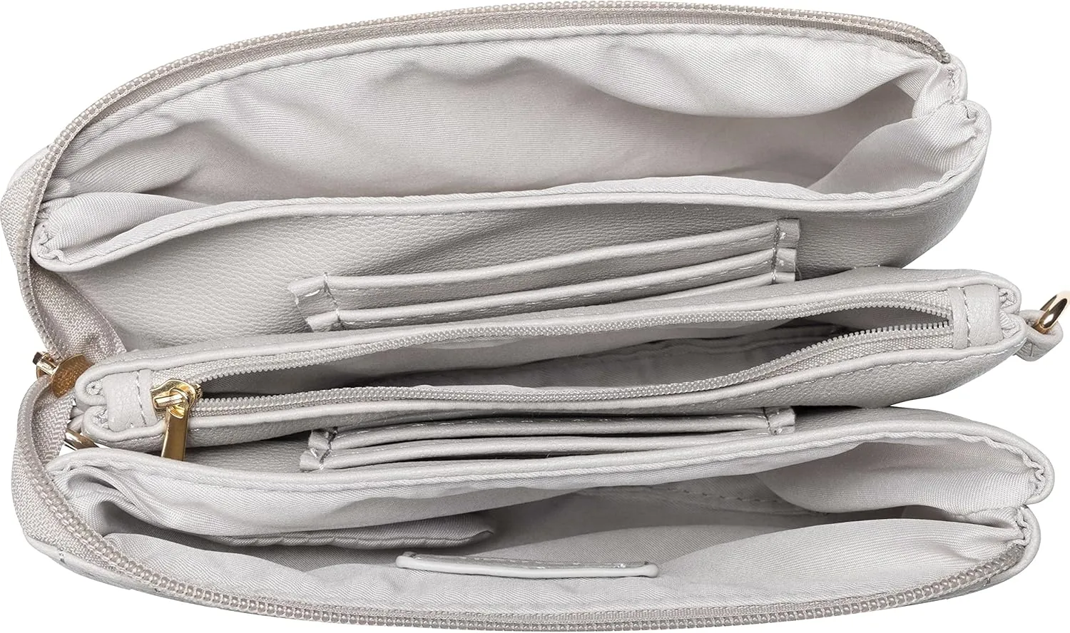 B BRENTANO Vegan Leather Multi-Pocket Crossbody Purse/Clutch with Card Slots, Removable Wristlet & Adjustable Shoulder Strap