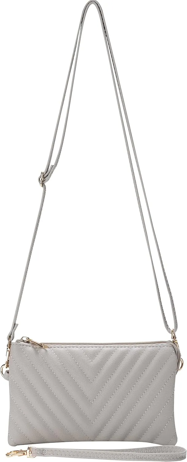 B BRENTANO Vegan Leather Multi-Pocket Crossbody Purse/Clutch with Card Slots, Removable Wristlet & Adjustable Shoulder Strap