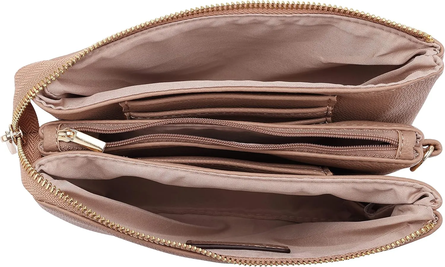 B BRENTANO Vegan Leather Multi-Pocket Crossbody Purse/Clutch with Card Slots, Removable Wristlet & Adjustable Shoulder Strap