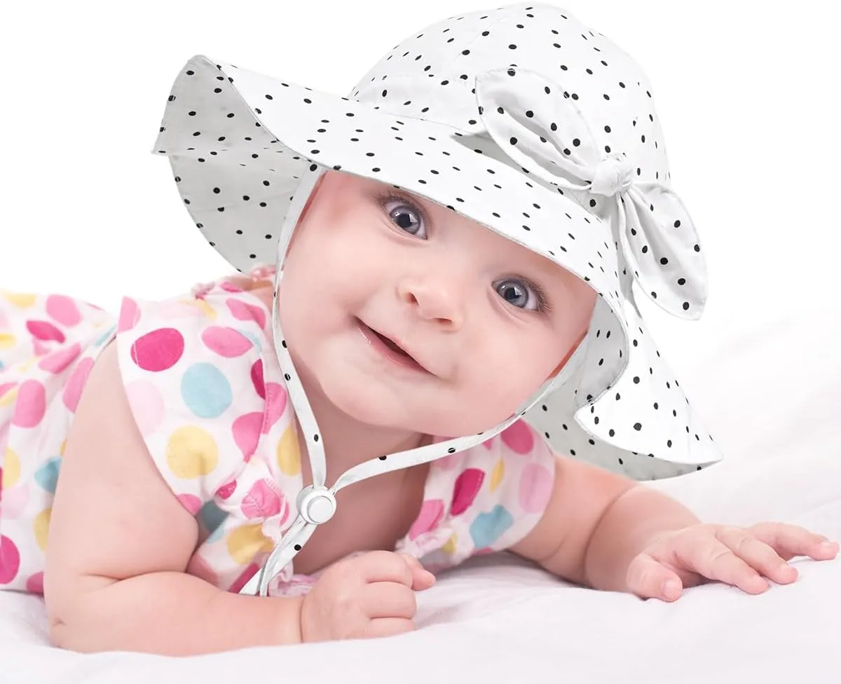 Baby Girl Sun Hat with UPF 50  Outdoor Adjustable Beach Hat with Wide Brim Bucket Hats
