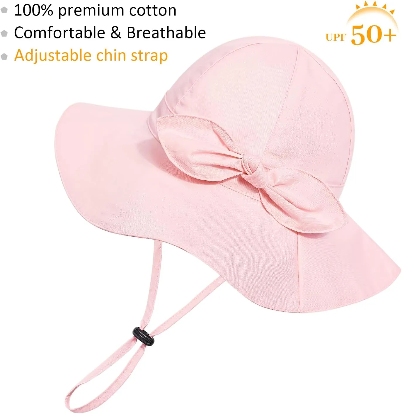 Baby Girl Sun Hat with UPF 50  Outdoor Adjustable Beach Hat with Wide Brim Bucket Hats