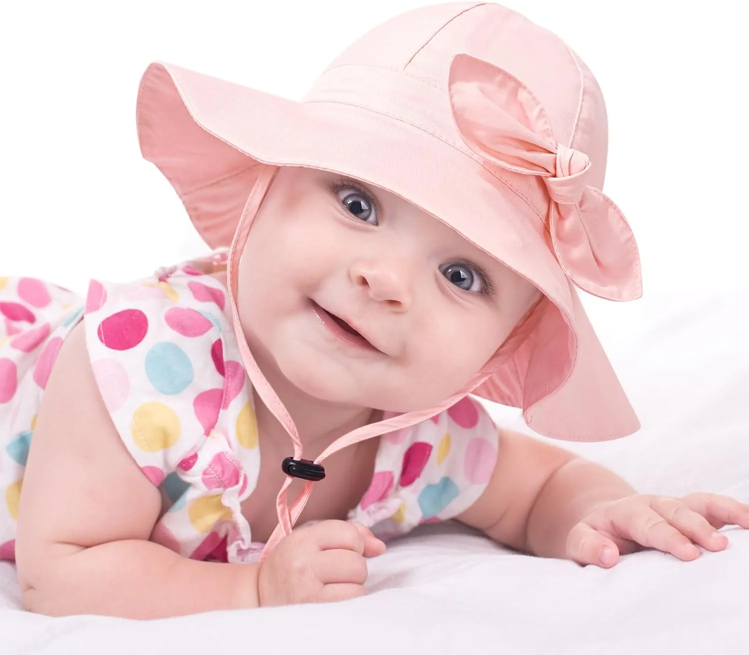 Baby Girl Sun Hat with UPF 50  Outdoor Adjustable Beach Hat with Wide Brim Bucket Hats