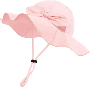 Baby Girl Sun Hat with UPF 50  Outdoor Adjustable Beach Hat with Wide Brim Bucket Hats