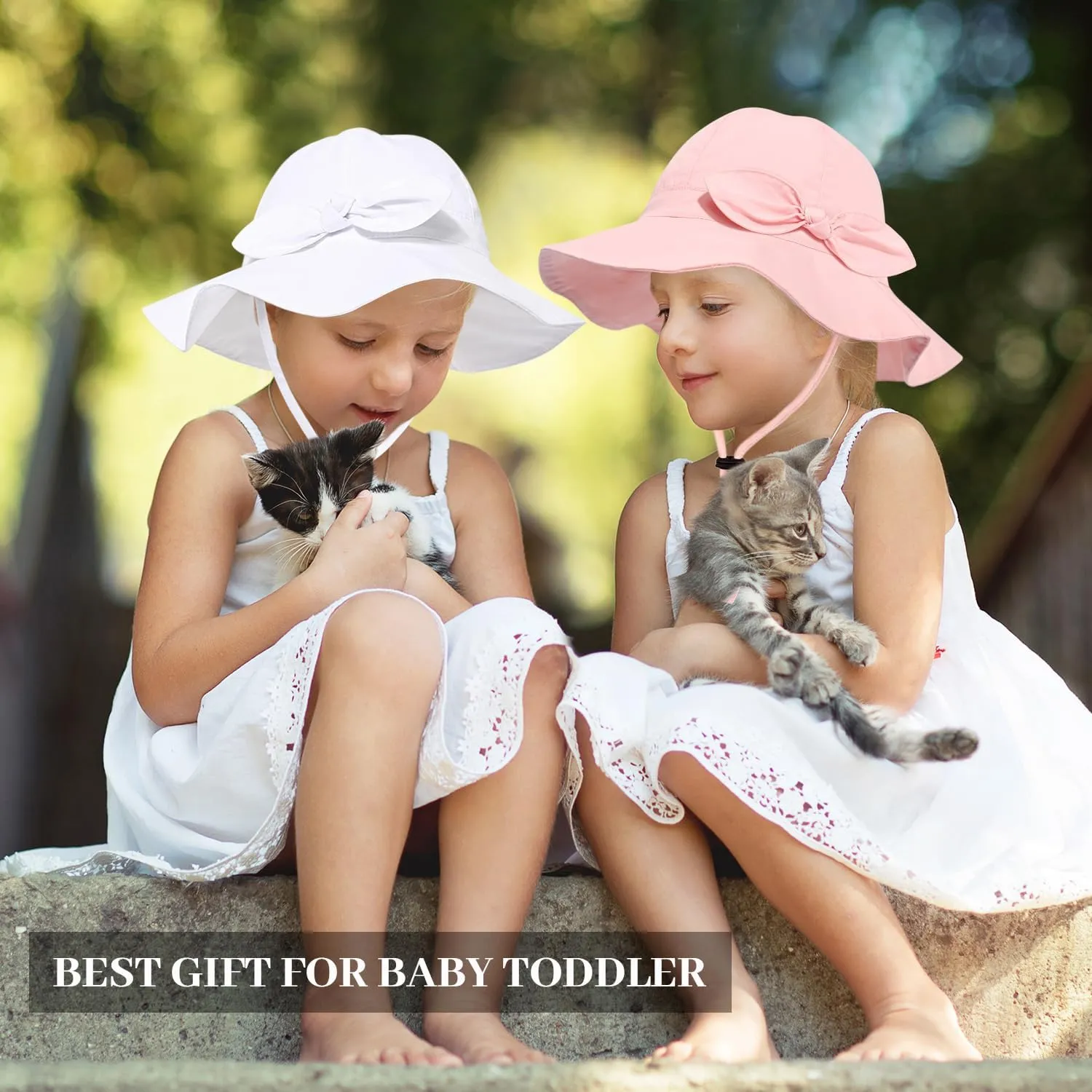Baby Girl Sun Hat with UPF 50  Outdoor Adjustable Beach Hat with Wide Brim Bucket Hats
