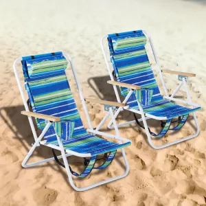 Backpack Beach Chairs for Adults 2 Pack w/Backrest Adjustment & Backpack Straps,Extra Wide & Comfortable Tall Beach Chairs w/Cup Holder,Reclining Chairs for Beach,Camping