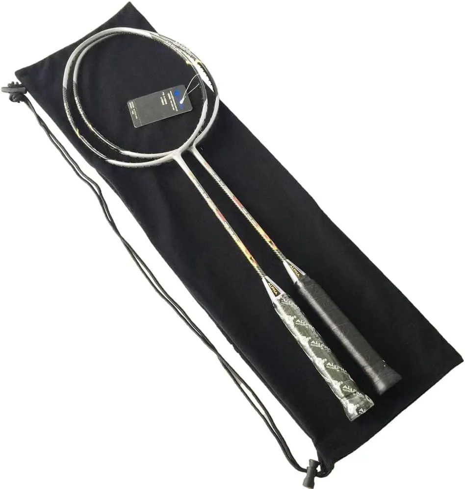 Badminton Racket Drawstring Bags soft Velvet for easy carrying Badminton Racket Cover Bag For Professional Badminton Sport, Black