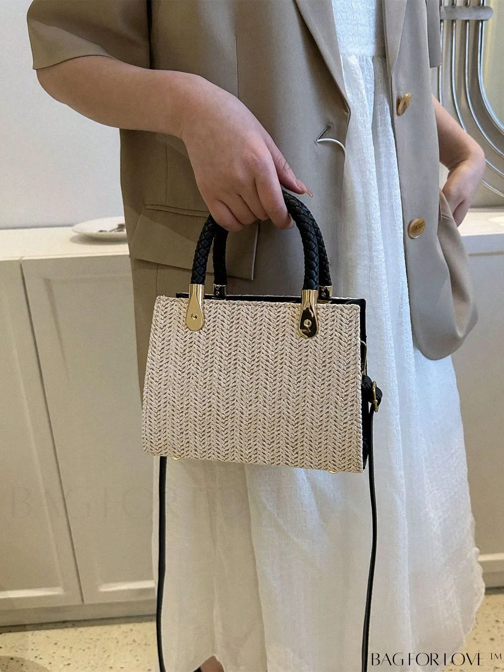 BagForLove - Compact Dual Handled Straw Tote