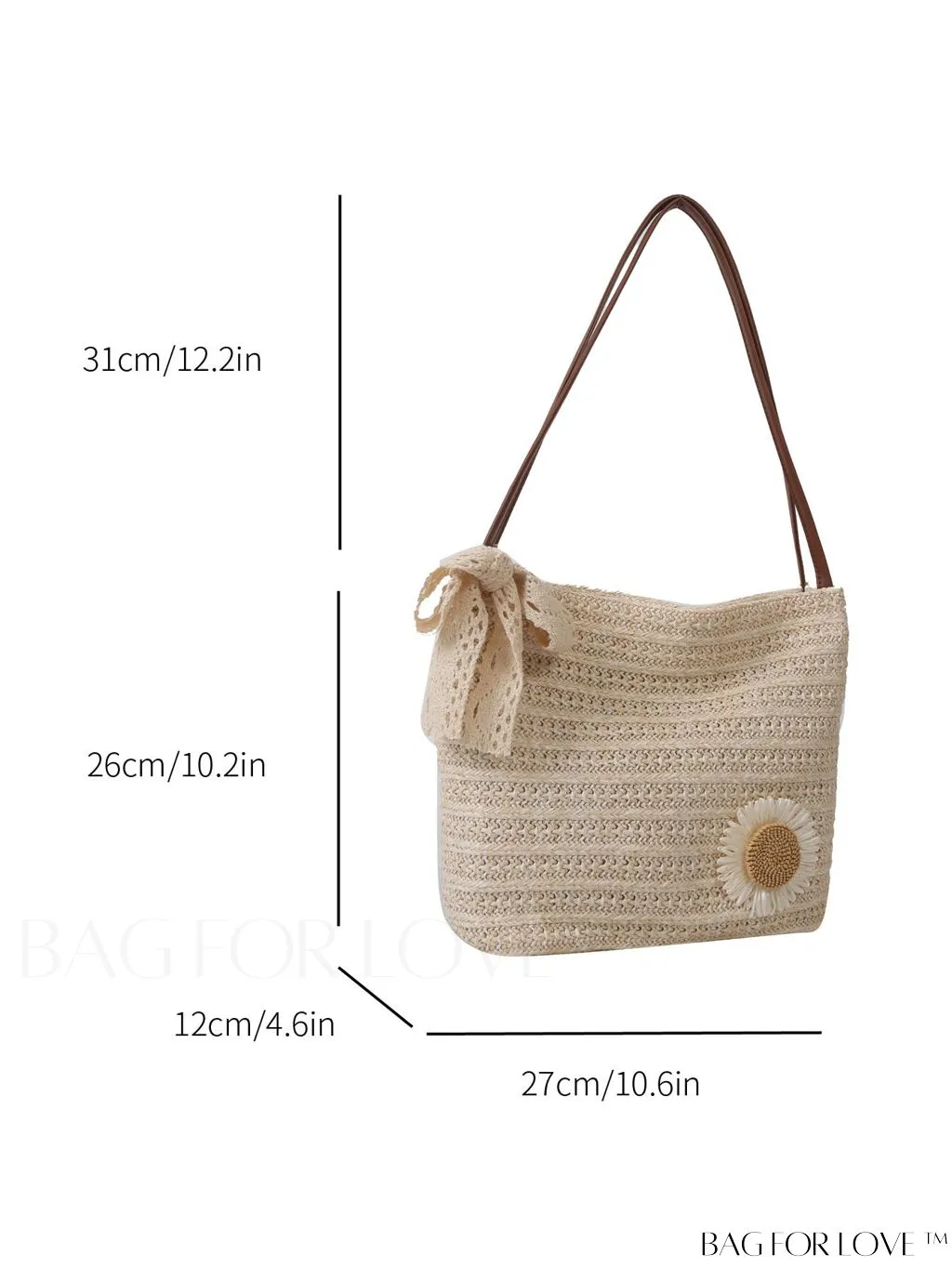 BagForLove - Double-Handled Vacation Straw Bag with Floral Decor
