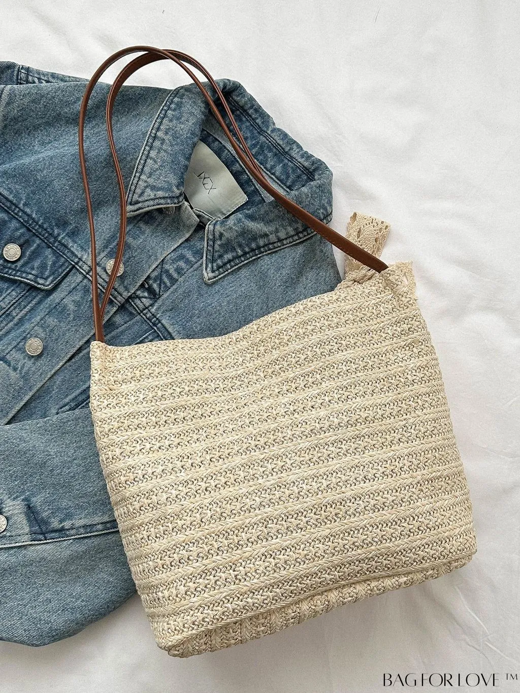 BagForLove - Double-Handled Vacation Straw Bag with Floral Decor