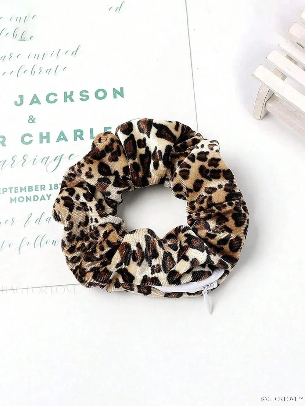 BagForLove - Leopard Patterned Hair Accessory Holder With Zipper Pouch