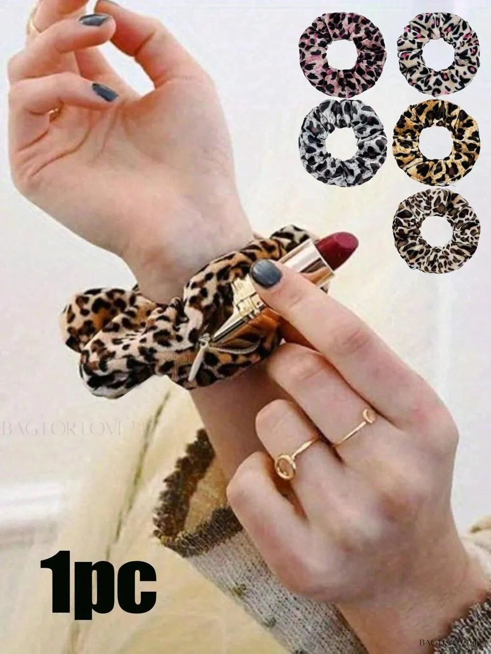 BagForLove - Leopard Patterned Hair Accessory Holder With Zipper Pouch