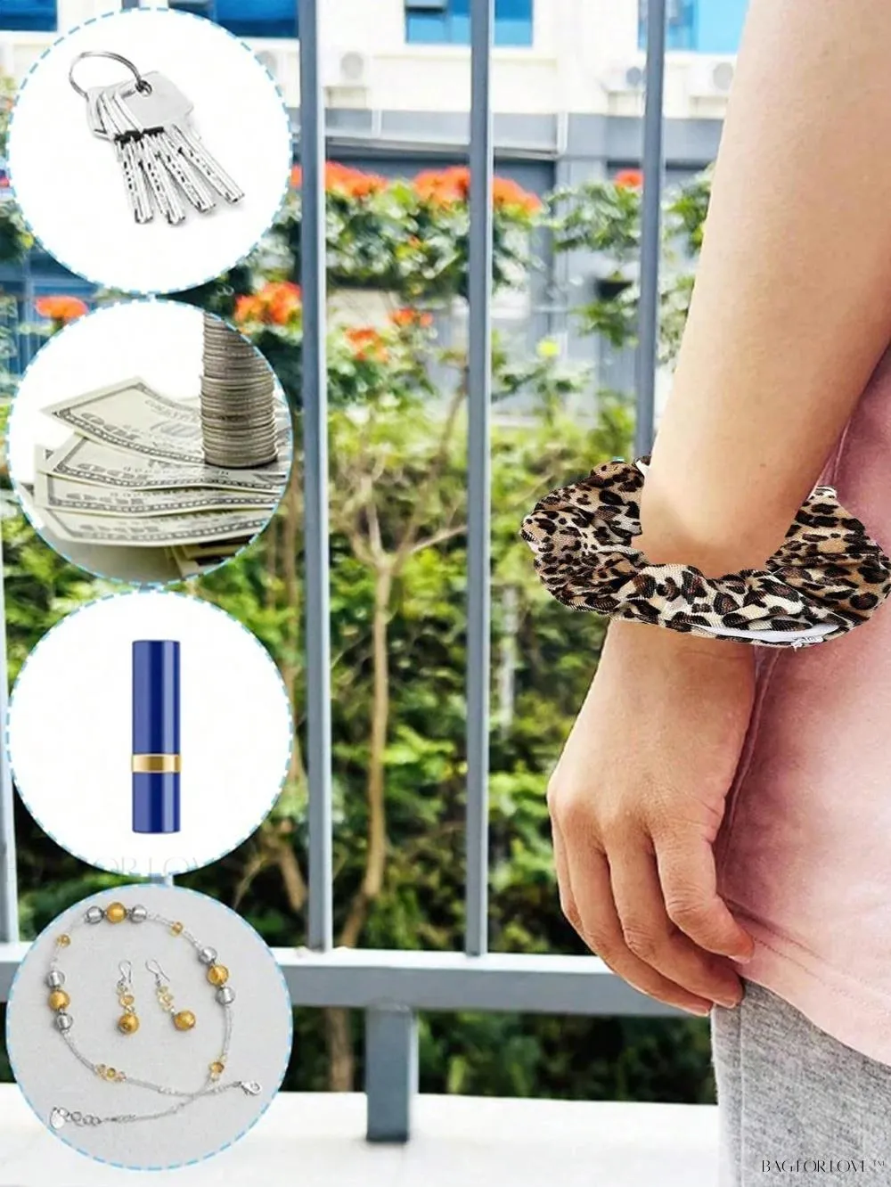 BagForLove - Leopard Patterned Hair Accessory Holder With Zipper Pouch