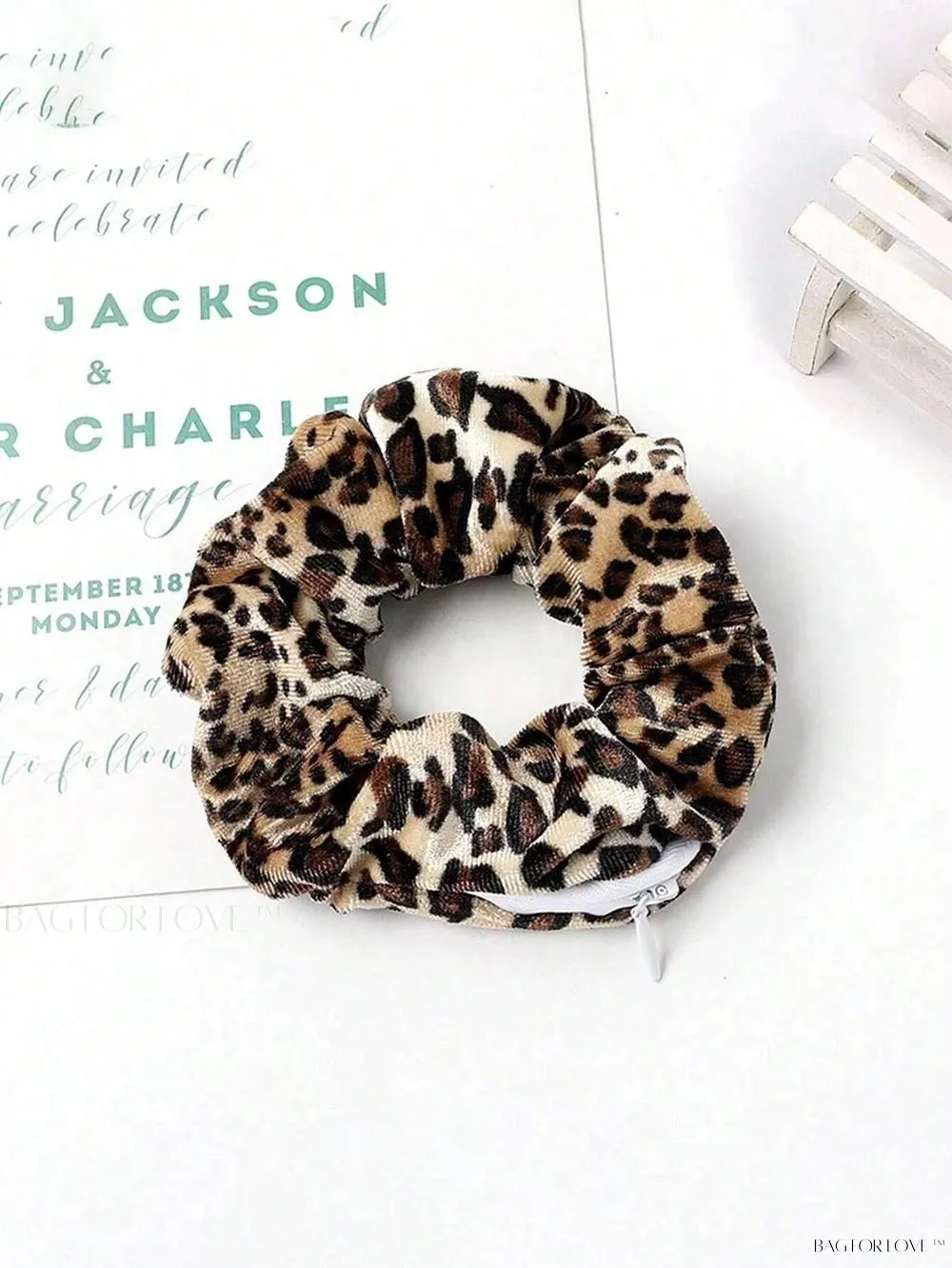 BagForLove - Leopard Patterned Hair Accessory Holder With Zipper Pouch