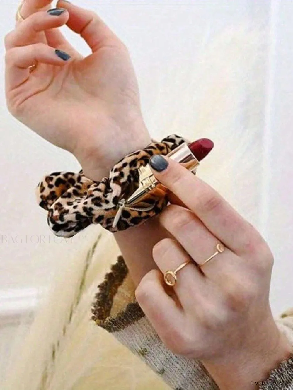 BagForLove - Leopard Patterned Hair Accessory Holder With Zipper Pouch