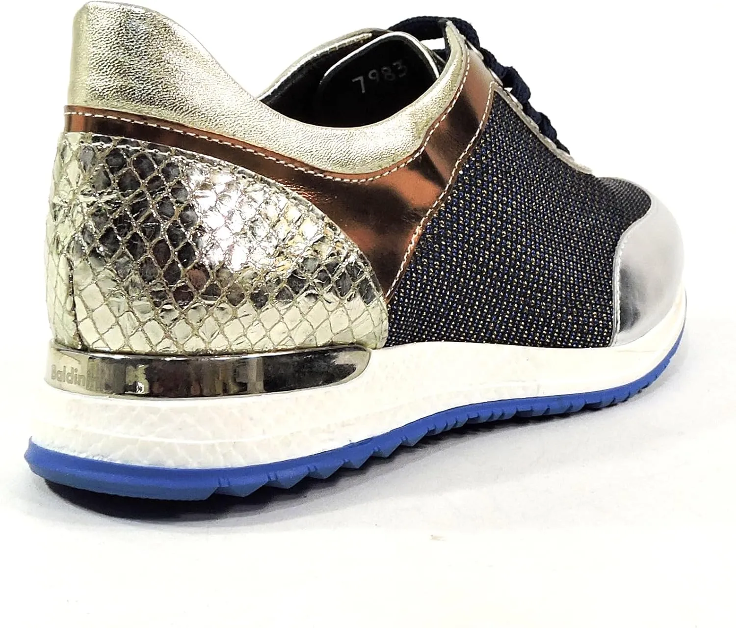 Baldinini Women's Metallic Mesh Sneakers, Silver and Gold, Comfort Fashion Athletic Shoes