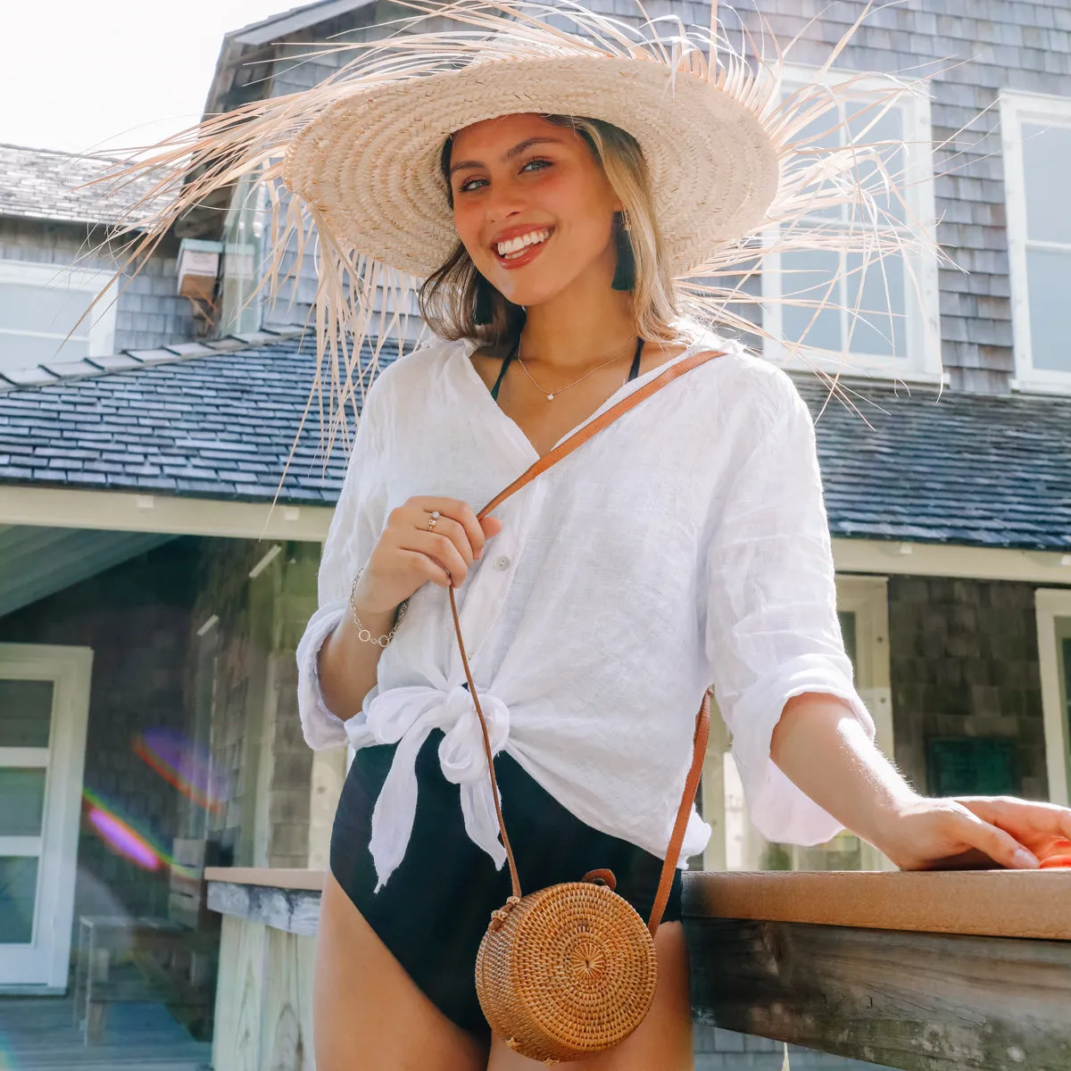 Bali Round Mini Rattan Crossbody Bag