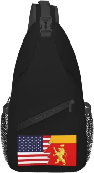 Bandiera Di Ventimiglia And America Crossbody Bags For Women Men Chest Backpack Gym Shoulder Bag Travel Outdoor Sports Casual Crossbody Bags