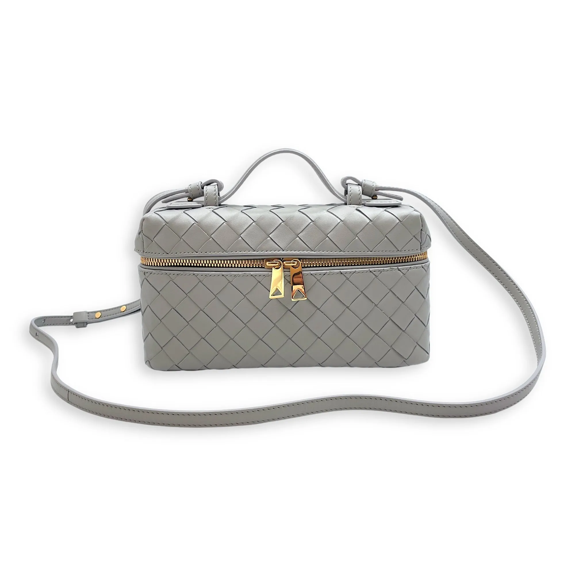 Bang Bang Intrecciato Vanity Case 23x12x6cm Sterling Crossbody Bag in Calfskin, Gold hardware
