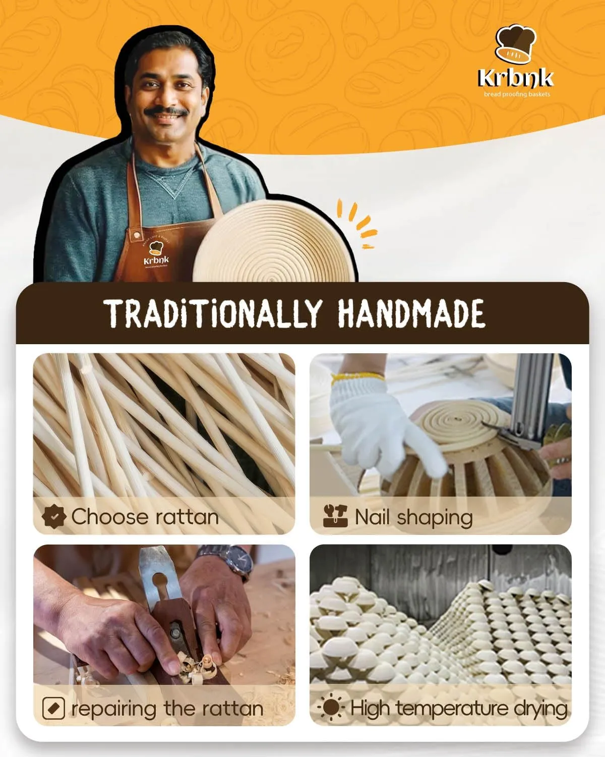 Banneton Bread Proofing Basket Set, Sourdough Starter Kit, 9" Round & 10" Oval Bannetons, Indonesian Rattan Sourdough Bread Baking Supplies, With Bread Making Tools Bread Lame Linen Liner