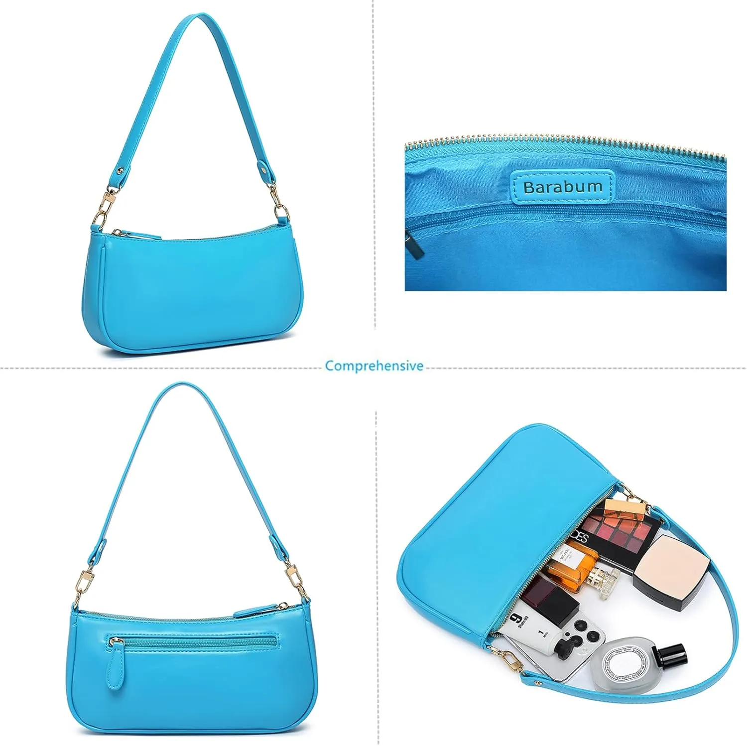 Barabum Retro Classic Clutch Shoulder Tote HandBag with Zipper Closure Purse for Women