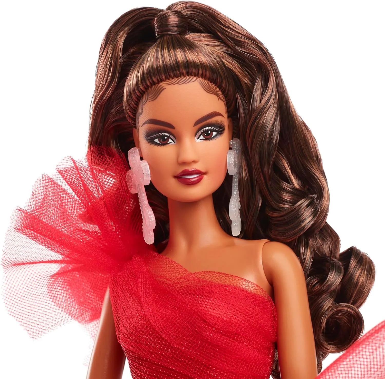 Barbie Signature 2024 Holiday Doll with Light Brown Hair in Plaid Gown, Collectible Toy in Displayable Packaging