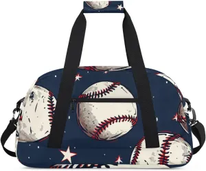 Baseball Sports Pattern Gym Bag Sports Duffle Bag Weekend Sleepover Duffel Bags Small Travel Tote for Overnight Workout Gymnastics Dance Ballet