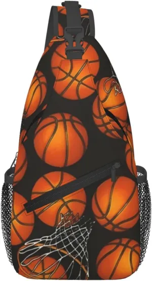 Basketball Net Dribble Jump Shot Crossbody Bag Adjustable Sling Bag Casual Chest Bags Travel Shoulder Backpack