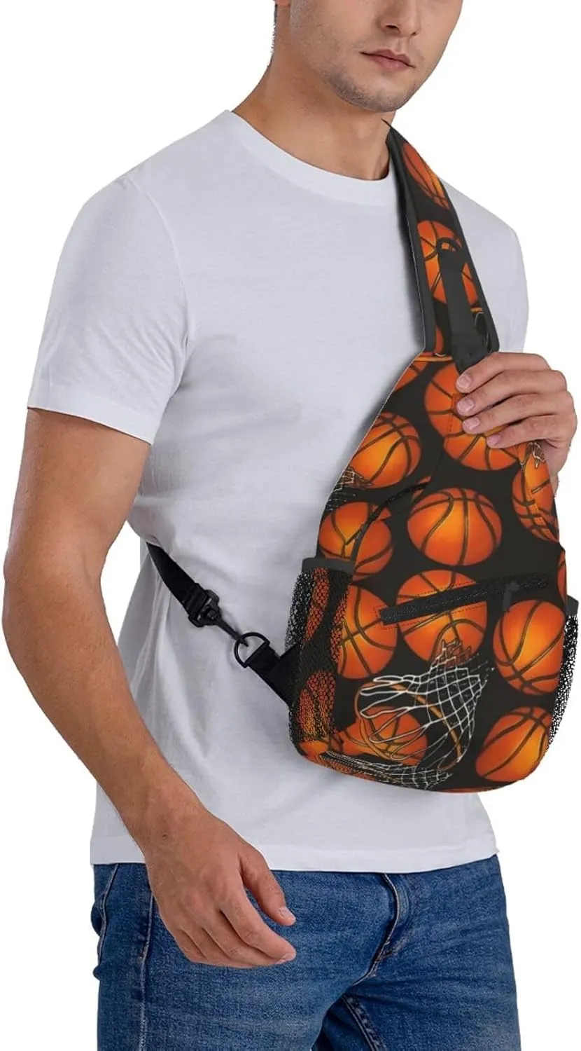 Basketball Net Dribble Jump Shot Crossbody Bag Adjustable Sling Bag Casual Chest Bags Travel Shoulder Backpack