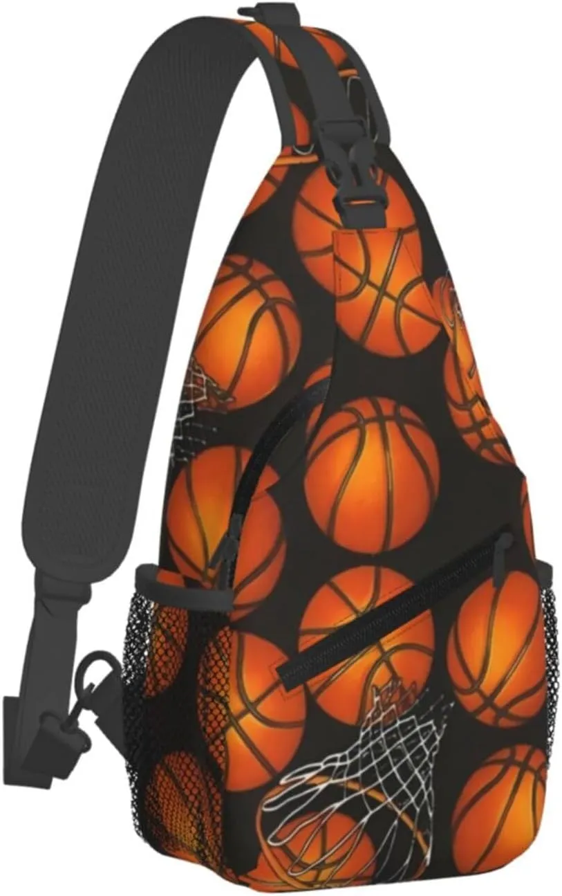 Basketball Net Dribble Jump Shot Crossbody Bag Adjustable Sling Bag Casual Chest Bags Travel Shoulder Backpack