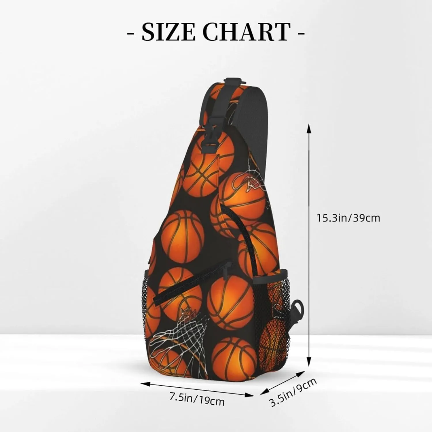 Basketball Net Dribble Jump Shot Crossbody Bag Adjustable Sling Bag Casual Chest Bags Travel Shoulder Backpack