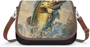 Bass Fish Crossbody Bags for Women Fashion Purse Shoulder Bag Handbags with Adjustable Strap