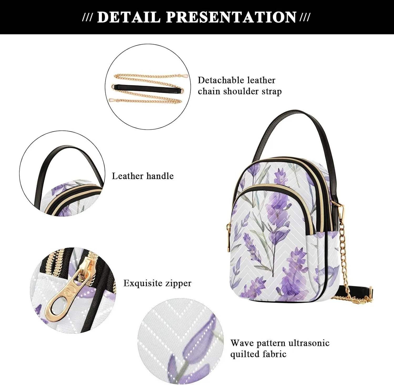 Beautiful Peacocks in Branches with Fruit Small Handbag with Shoulder Strap, Crossbody Shoulder Bags for Women