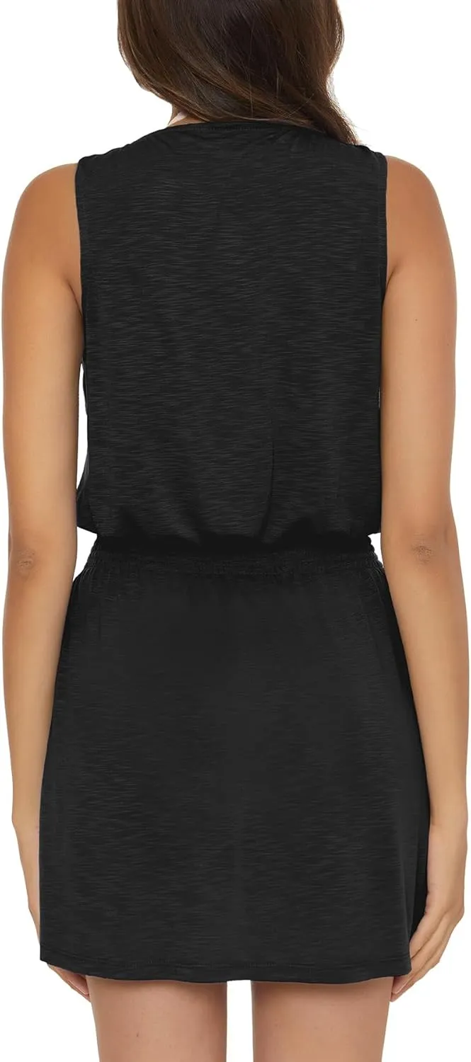 BECCA Breezy Basics Dress, Plunge Neck, Spaghetti Straps, Beach Cover Ups for Women