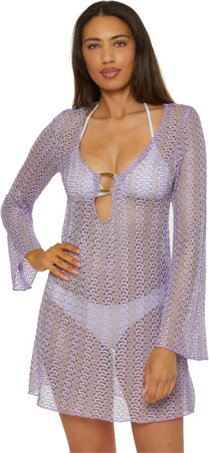 BECCA Golden Crochet Tunic, Casual, Pull On, Sheer, Beach Cover Ups for Women