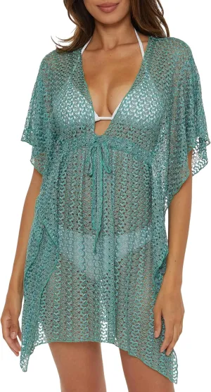 BECCA Golden Crochet Tunic, Casual, Pull On, Sheer, Beach Cover Ups for Women