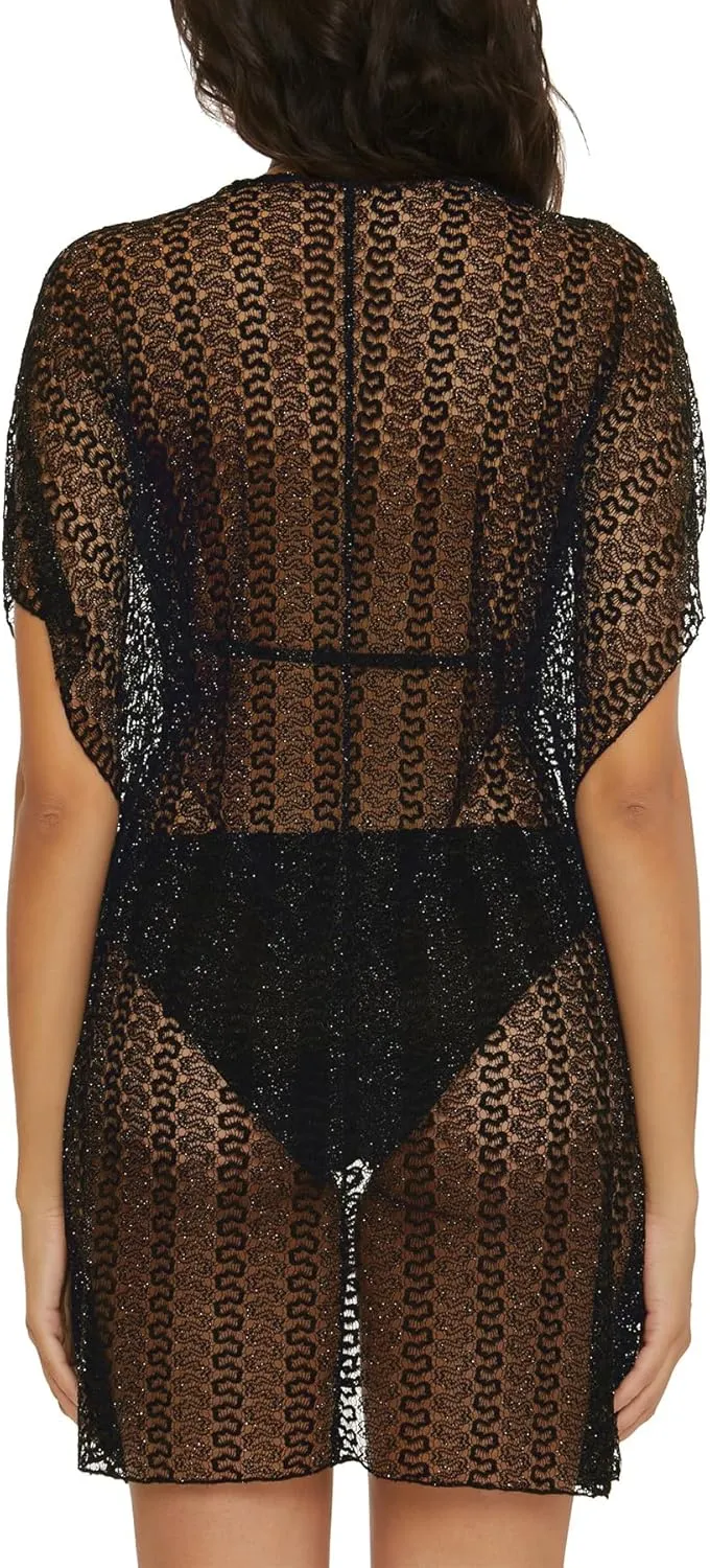 BECCA Sundown Crochet Knit Tunic, Plunge Neck, Casual, Beach Cover Ups for Women