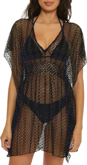 BECCA Sundown Crochet Knit Tunic, Plunge Neck, Casual, Beach Cover Ups for Women