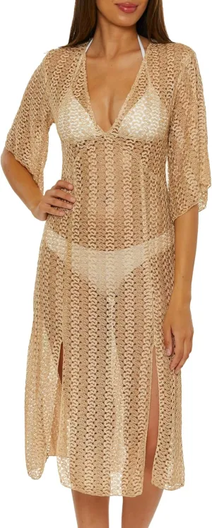 BECCA Women's Golden Mesh Tunic, Casual, Pull On, Sheer, Beach Cover Ups