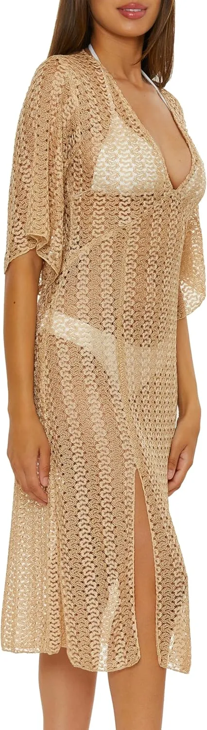 BECCA Women's Golden Mesh Tunic, Casual, Pull On, Sheer, Beach Cover Ups