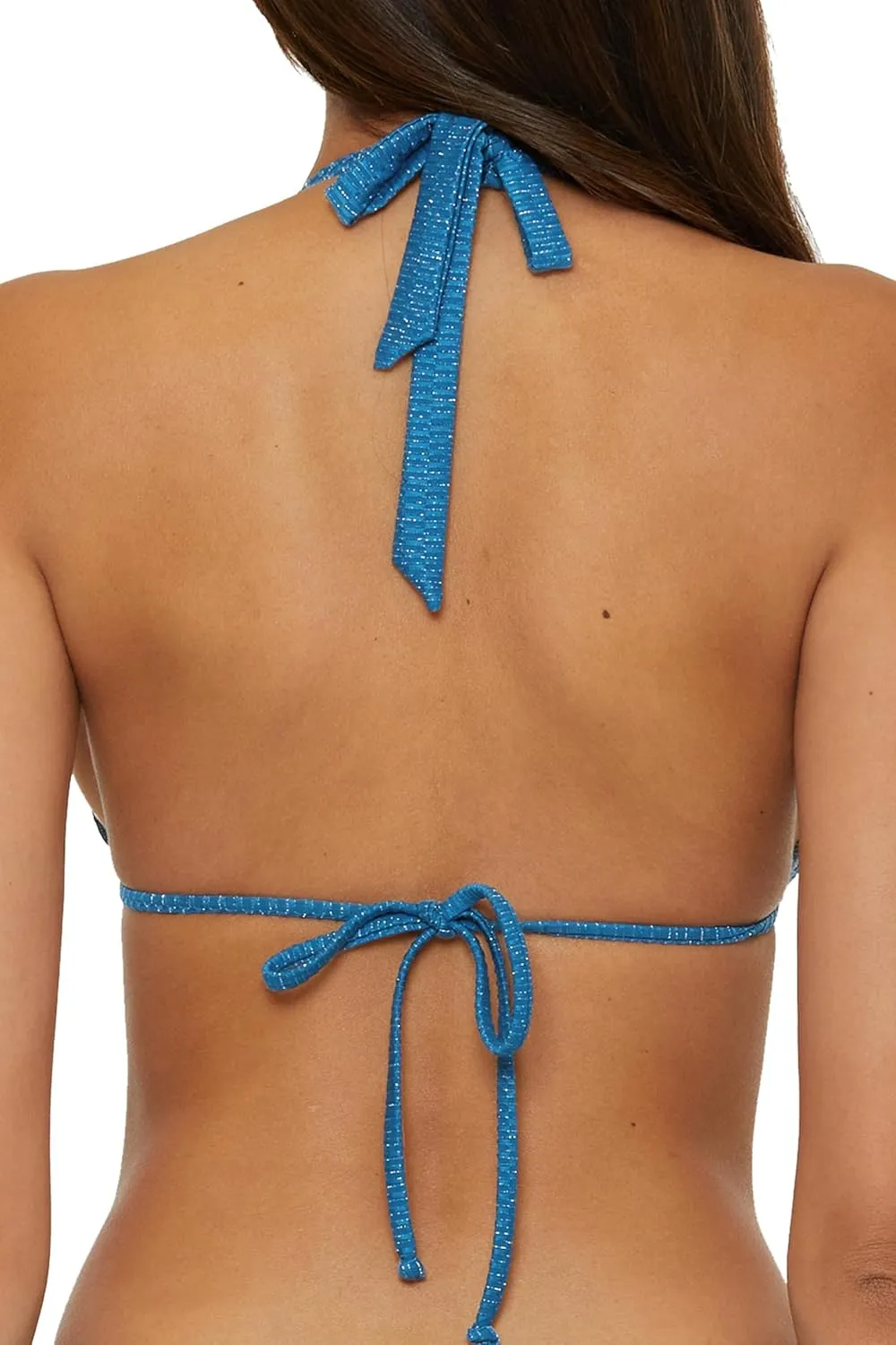 BECCA Women's Luxe Buckle Triangle Bikini Top, Adjustable, Tie Back, Swimwear Separates