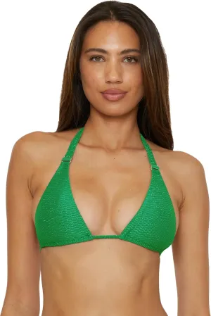 BECCA Women's Luxe Buckle Triangle Bikini Top, Adjustable, Tie Back, Swimwear Separates