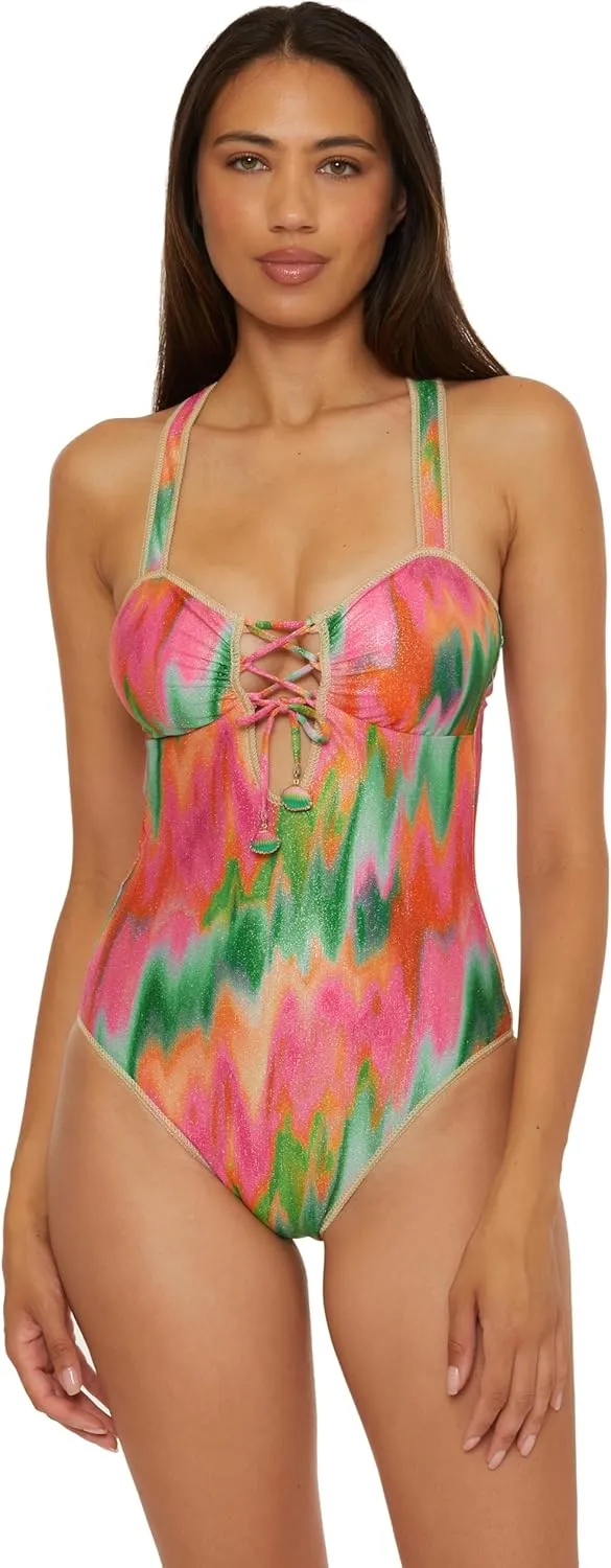 BECCA Women's Mirage Bandeau One Piece Swimsuit, Adjustable, Bathing Suits