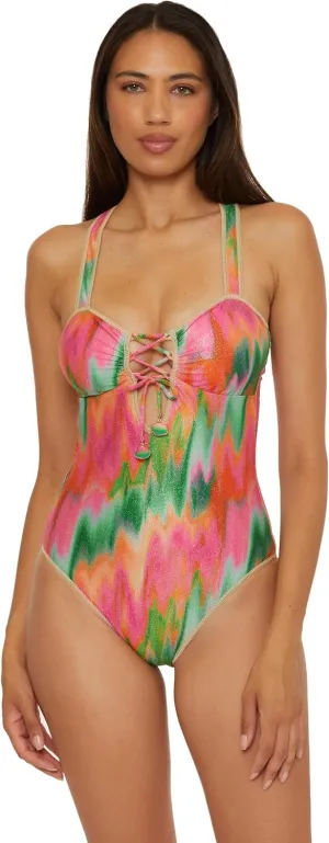 BECCA Women's Mirage Bandeau One Piece Swimsuit, Adjustable, Bathing Suits