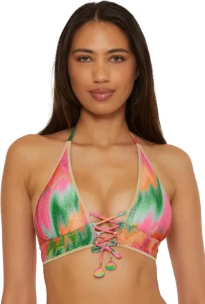 BECCA Women's Mirage Halter Bikini Top, Adjustable, Tie Back, Swimwear Separates