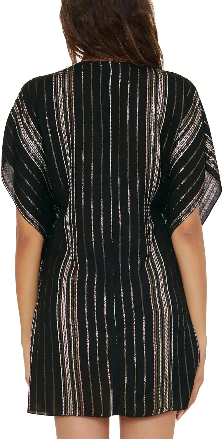 BECCA Women's Radiance Woven Tunic, Plunge V-Neck, Casual, Beach Cover Ups