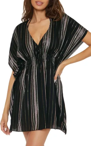 BECCA Women's Radiance Woven Tunic, Plunge V-Neck, Casual, Beach Cover Ups