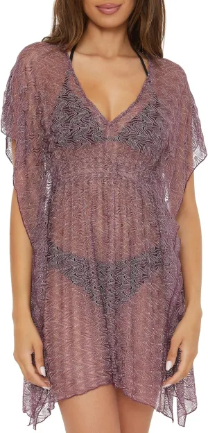 BECCA Women's Standard Riviera Tunic, Plunge Neck, Crochet, Beach Cover Ups