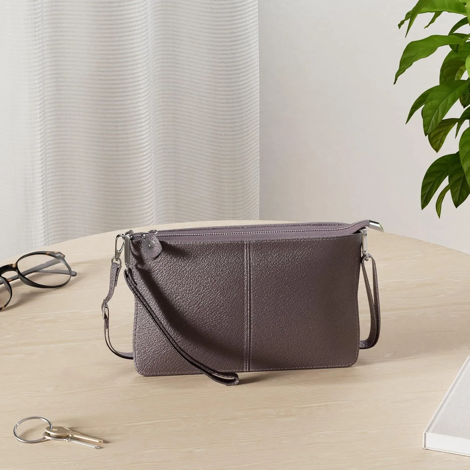 befen Genuine Leather Wristlet Clutch Wallet Purses Small Crossbody Bags for Women with RFID Blocking Card Slots