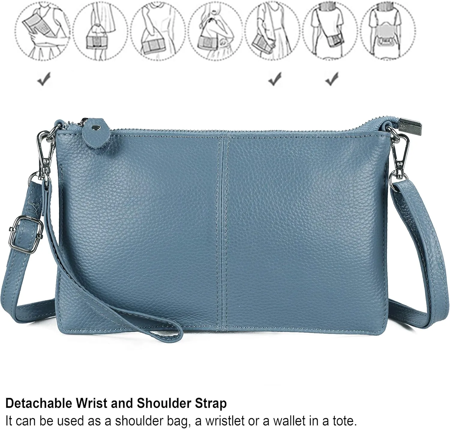 befen Genuine Leather Wristlet Clutch Wallet Purses Small Crossbody Bags for Women with RFID Blocking Card Slots